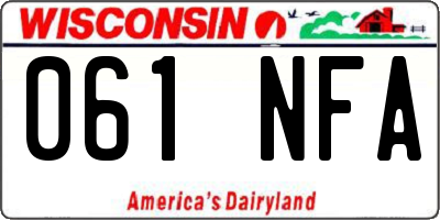 WI license plate 061NFA
