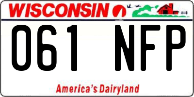WI license plate 061NFP