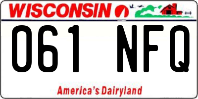WI license plate 061NFQ
