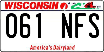 WI license plate 061NFS