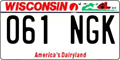 WI license plate 061NGK