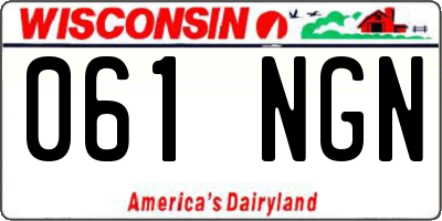 WI license plate 061NGN