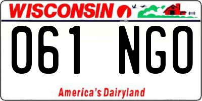 WI license plate 061NGO