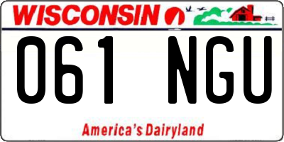 WI license plate 061NGU