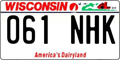 WI license plate 061NHK