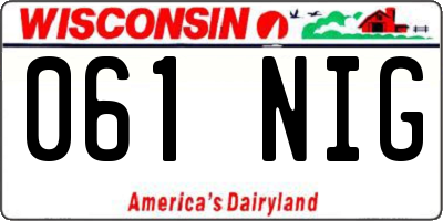 WI license plate 061NIG