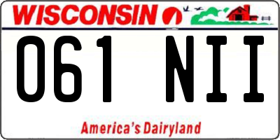 WI license plate 061NII