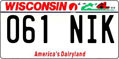 WI license plate 061NIK