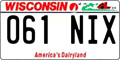 WI license plate 061NIX