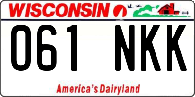 WI license plate 061NKK