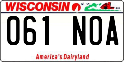 WI license plate 061NOA