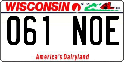 WI license plate 061NOE
