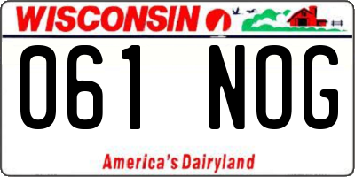 WI license plate 061NOG