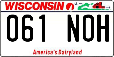 WI license plate 061NOH