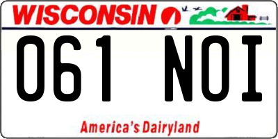 WI license plate 061NOI