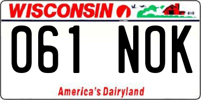 WI license plate 061NOK