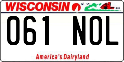WI license plate 061NOL