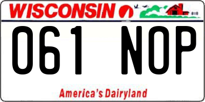 WI license plate 061NOP