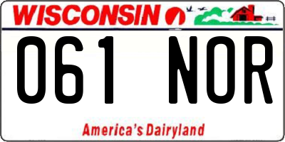 WI license plate 061NOR