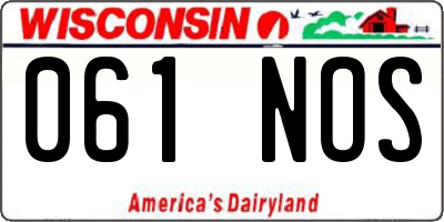 WI license plate 061NOS