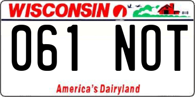 WI license plate 061NOT