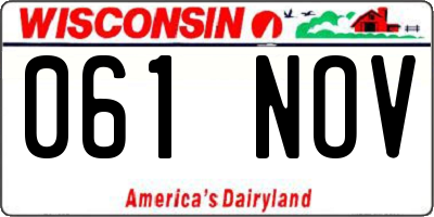 WI license plate 061NOV