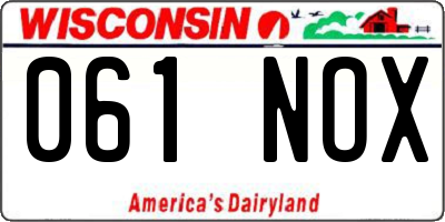 WI license plate 061NOX