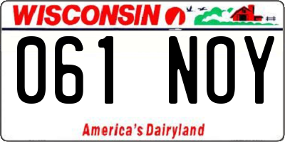 WI license plate 061NOY
