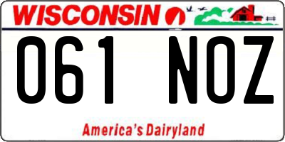 WI license plate 061NOZ