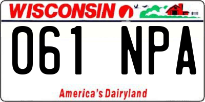 WI license plate 061NPA
