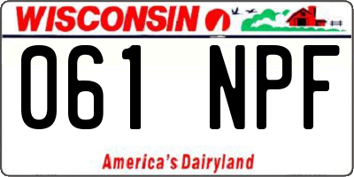 WI license plate 061NPF