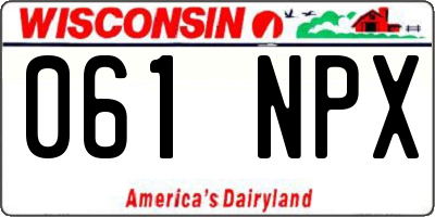 WI license plate 061NPX