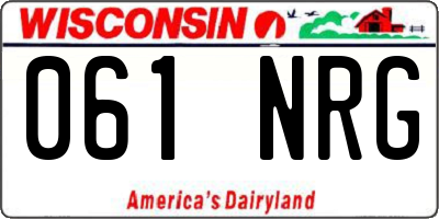 WI license plate 061NRG