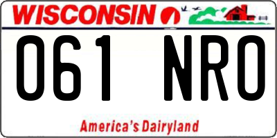 WI license plate 061NRO