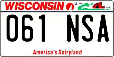WI license plate 061NSA