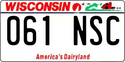 WI license plate 061NSC