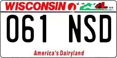 WI license plate 061NSD