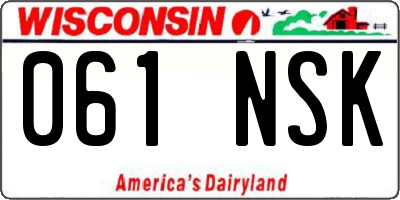 WI license plate 061NSK