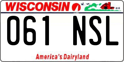 WI license plate 061NSL