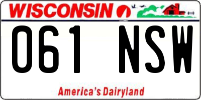WI license plate 061NSW