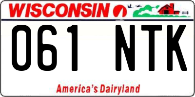 WI license plate 061NTK
