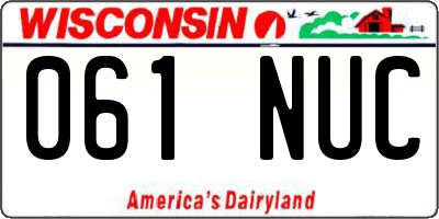 WI license plate 061NUC