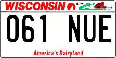 WI license plate 061NUE
