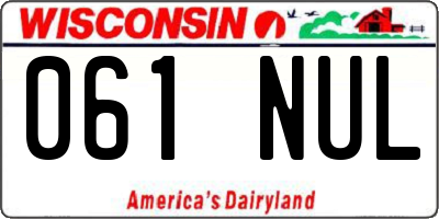 WI license plate 061NUL