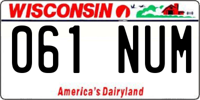 WI license plate 061NUM