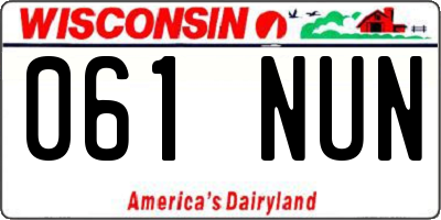 WI license plate 061NUN
