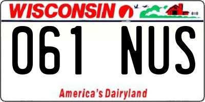WI license plate 061NUS