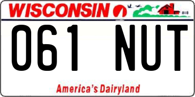 WI license plate 061NUT