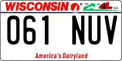 WI license plate 061NUV