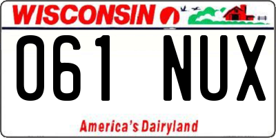 WI license plate 061NUX